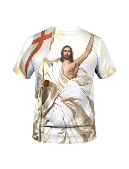 Jesus Christ 3D All Over Print T-Shirt for Men Women, Religious Flag Design, Unisex Christian Clothing