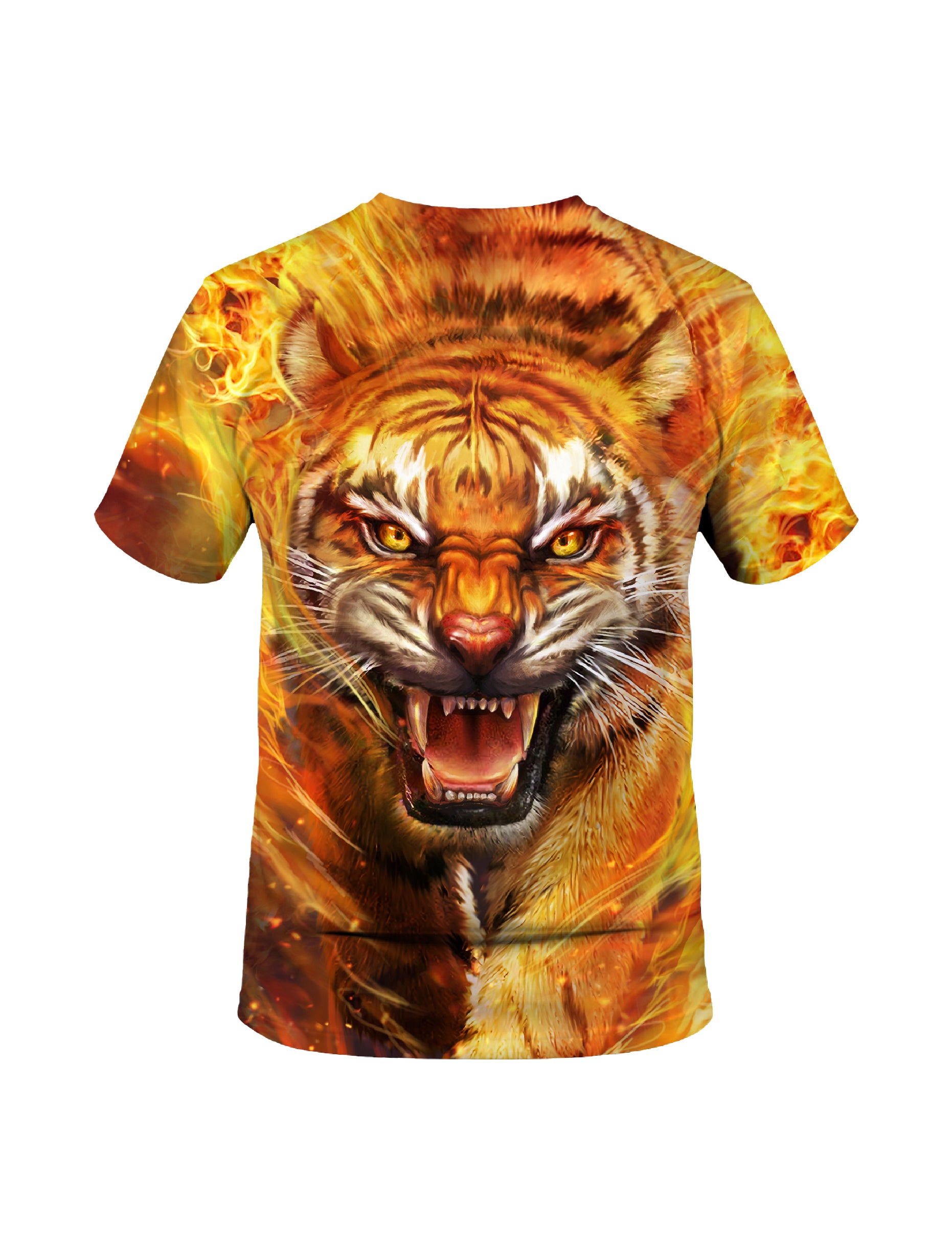 Fierce Tiger Flame 3D All Over Print T-Shirt for Men Women Graphic Streetwear Pullover
