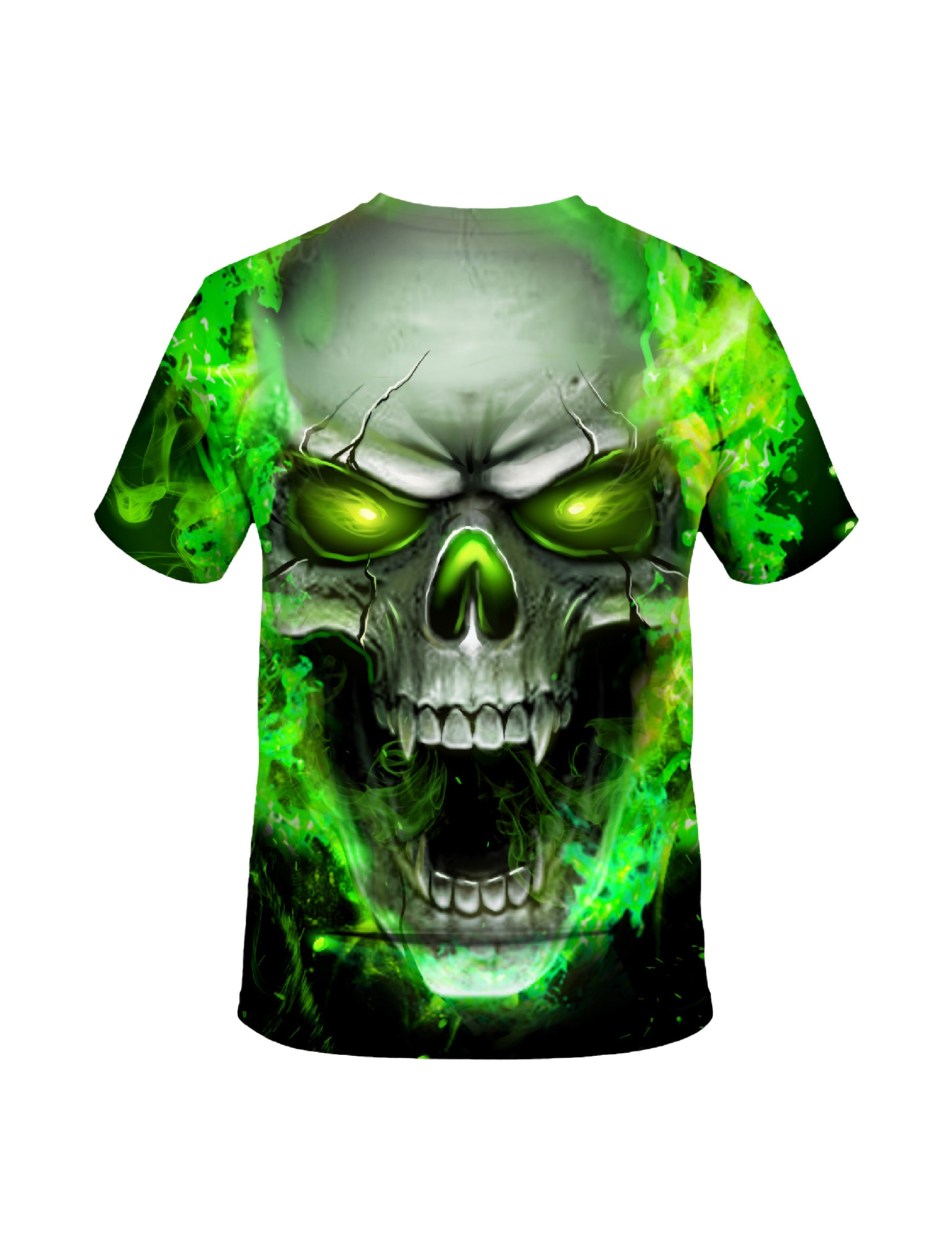 Men Women 3D All Over Print Skull Green Flame T-Shirt Graphic Sweatshirt