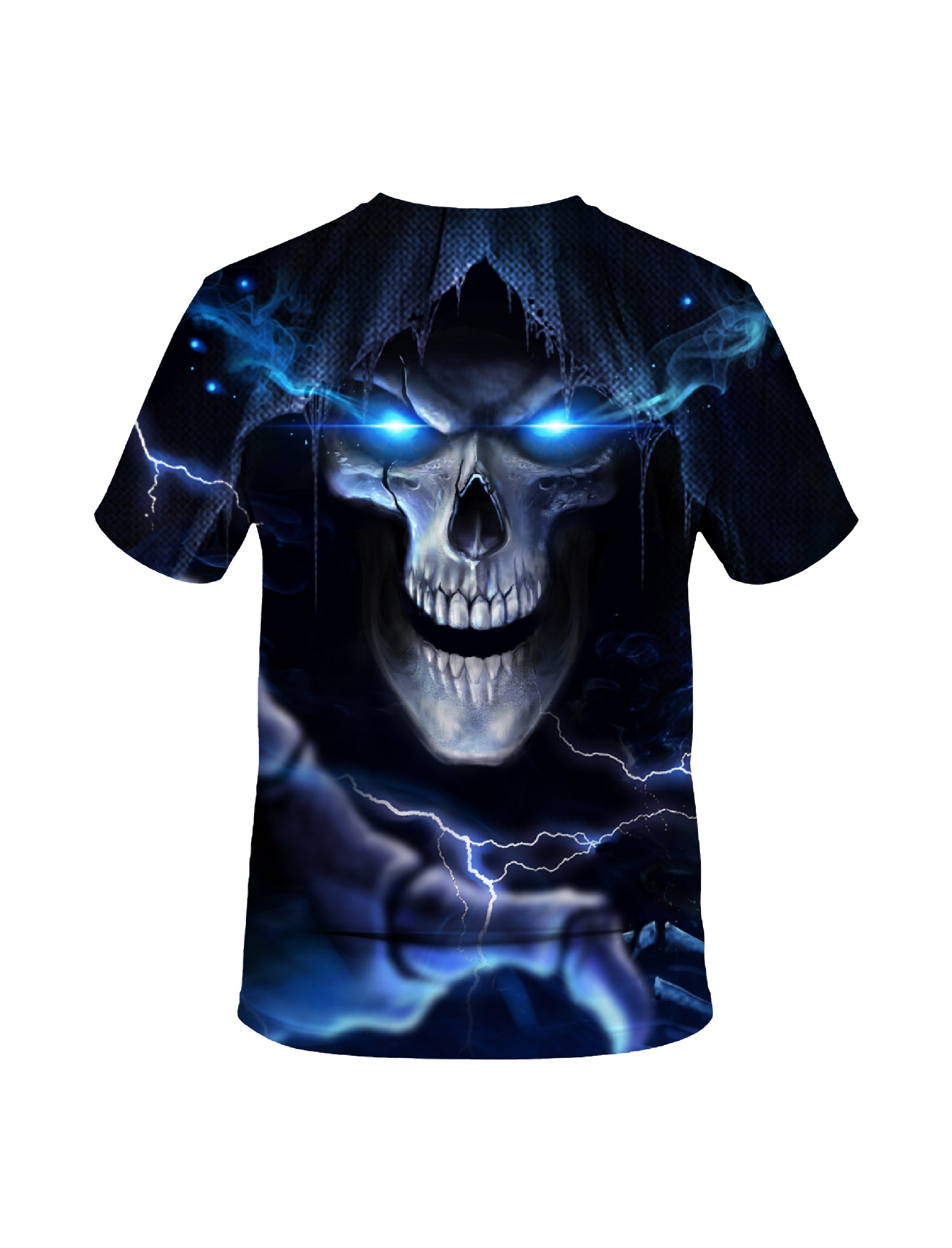 3D All Over Print Skull T-Shirt with Lightning Eyes for Men Women Gothic Streetwear