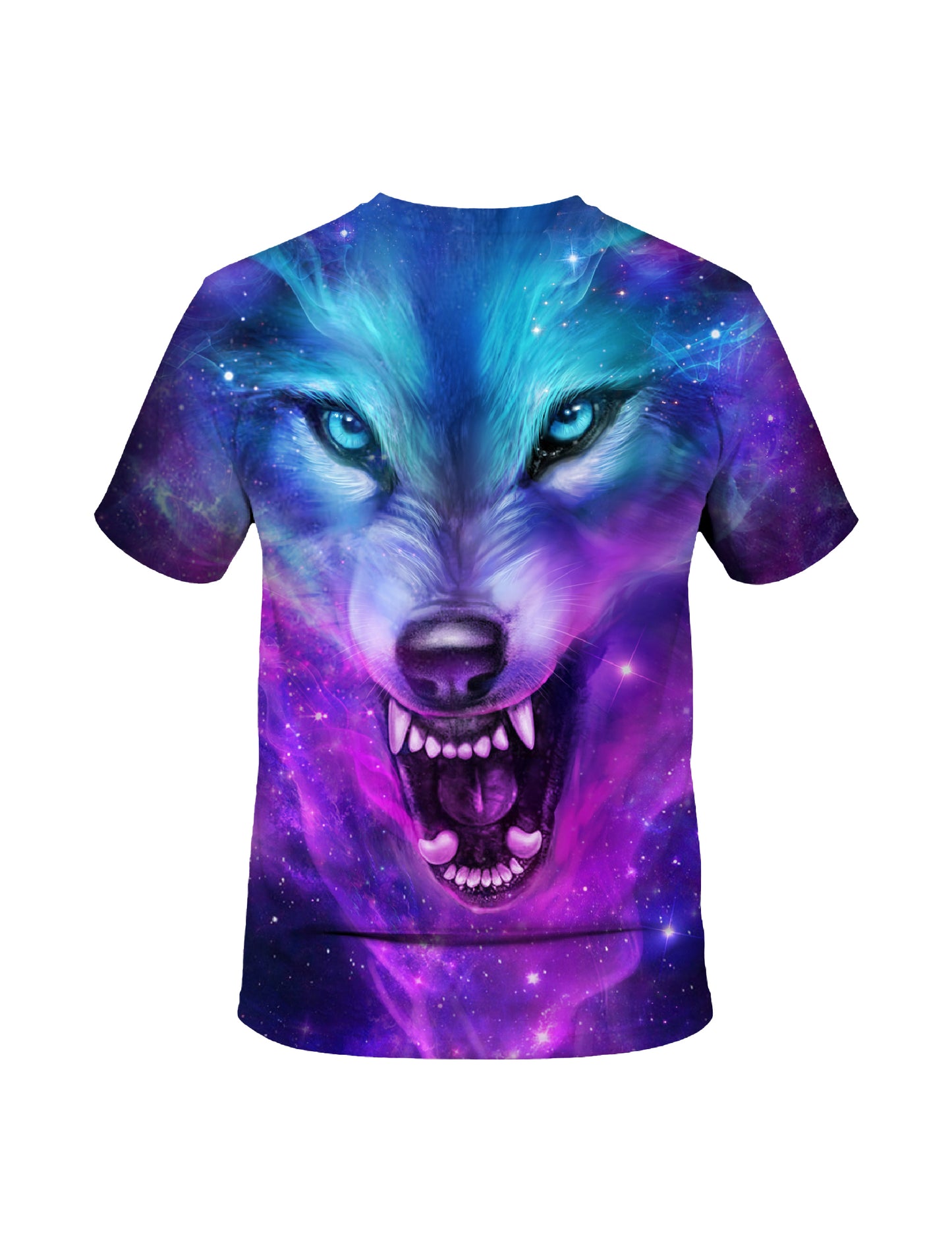 3D Wolf Galaxy T-Shirt All Over Print for Men Women, Cosmic Space Graphic Pullover Sweatshirt