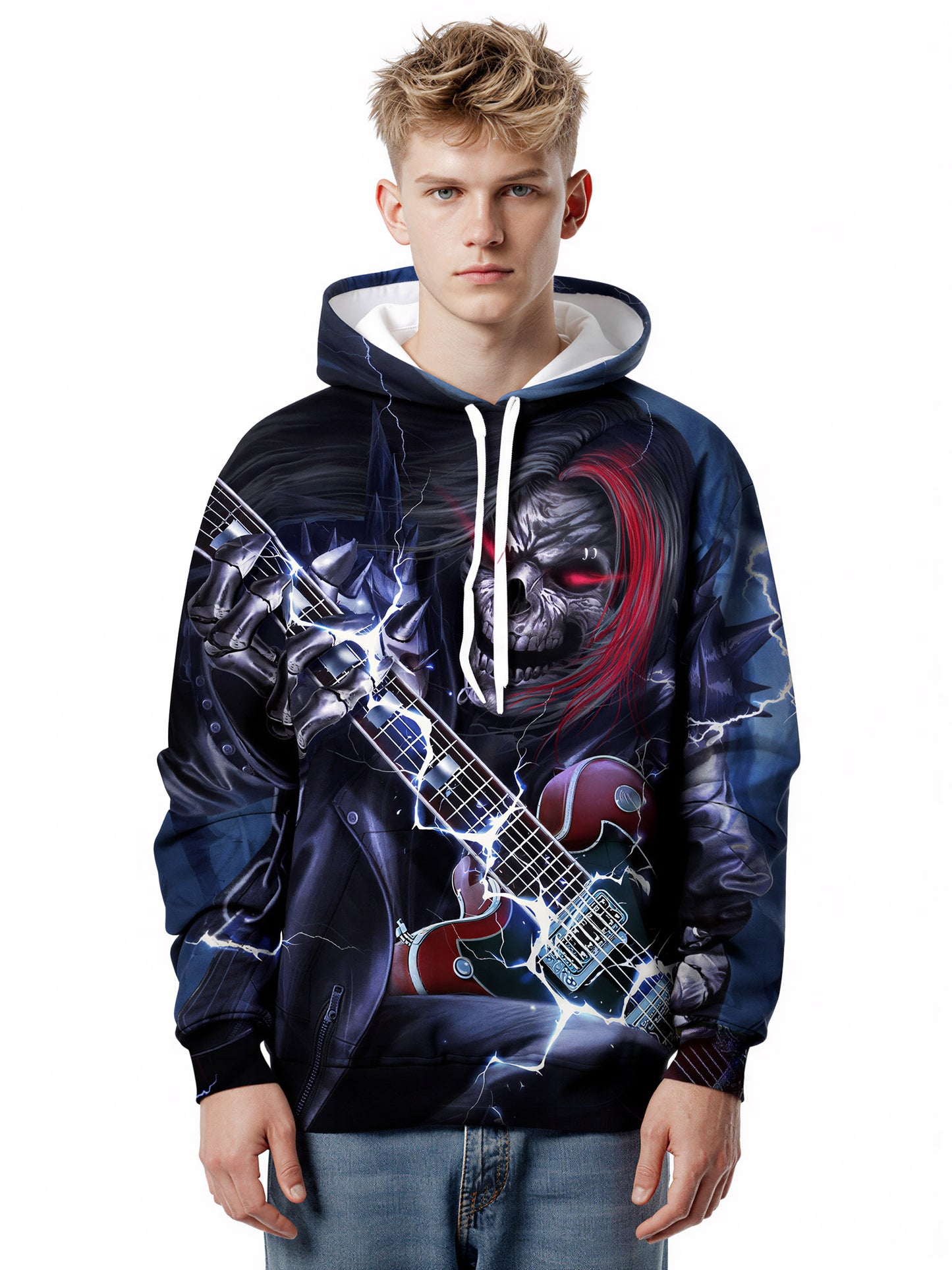 3D All Over Print Hoodie Dark Rock Punk Skull Style Aesthetic Streetwear for Men Women