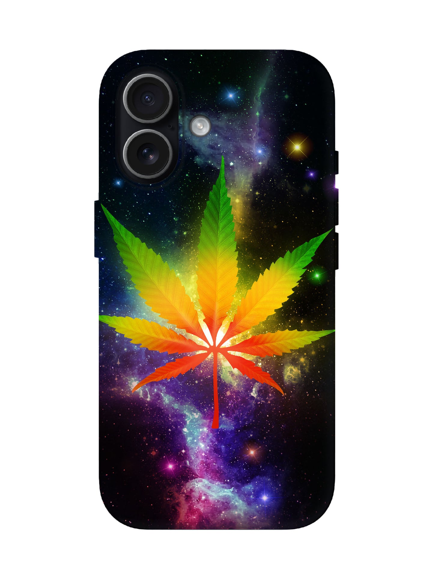 Rainbow Leaf Cosmic Cyberpunk Protective Phone Case