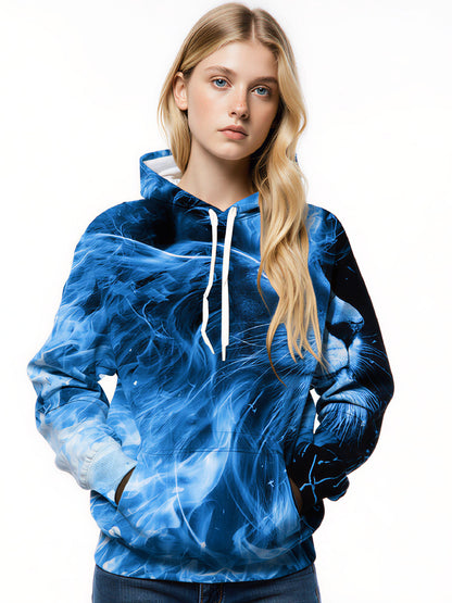 Blue Lion 3D All Over Print Hoodie Unisex Soft Comfortable Streetwear Pullover