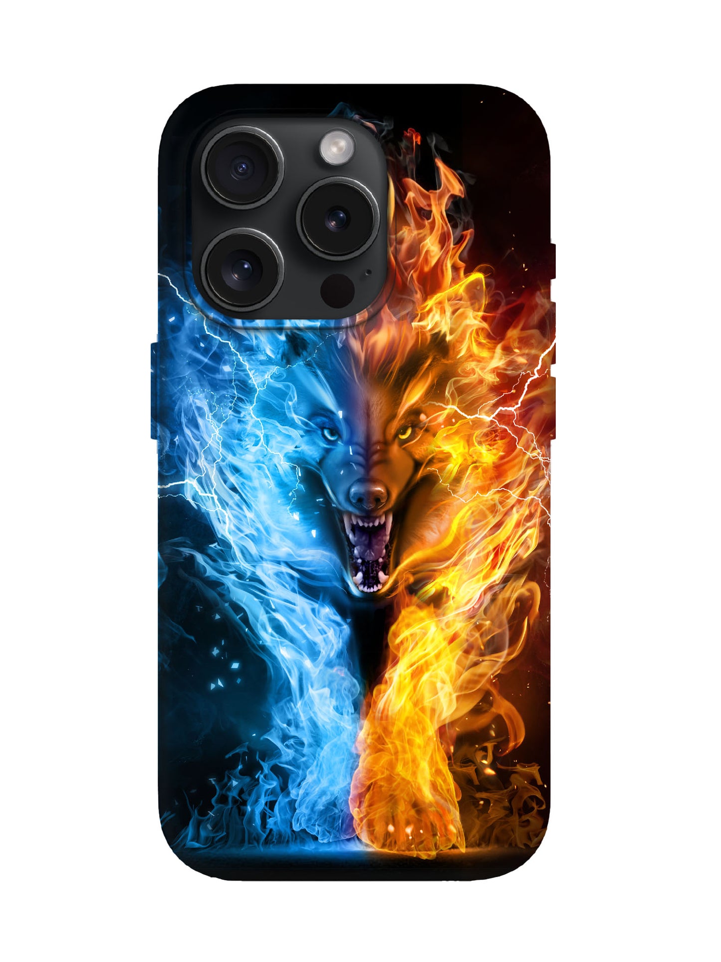 Flame and Lightning Wolf Edgy Cyberpunk Tough Phone Case