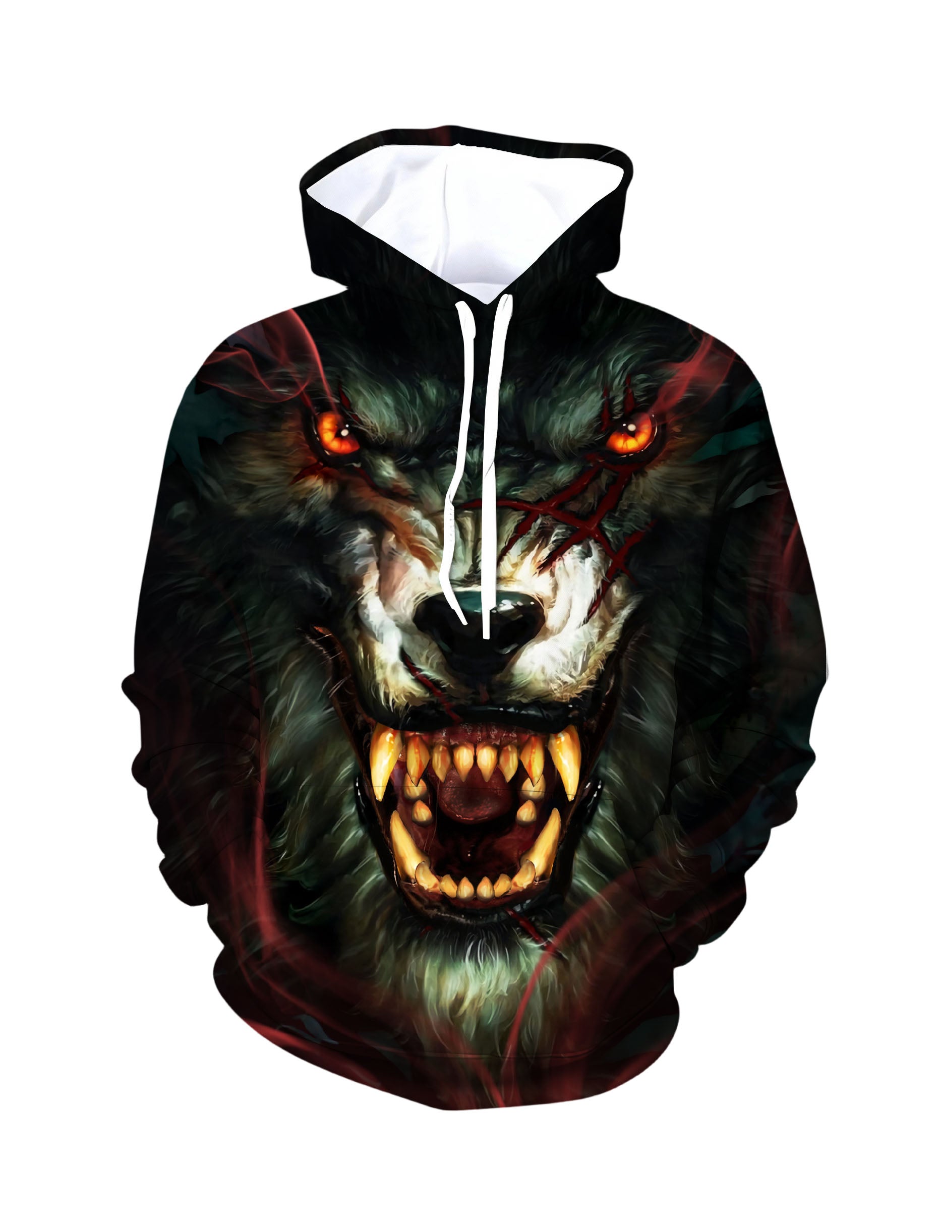 3D All Over Print Fierce Blood Wolf Hoodie Unisex Streetwear Cotton Blend