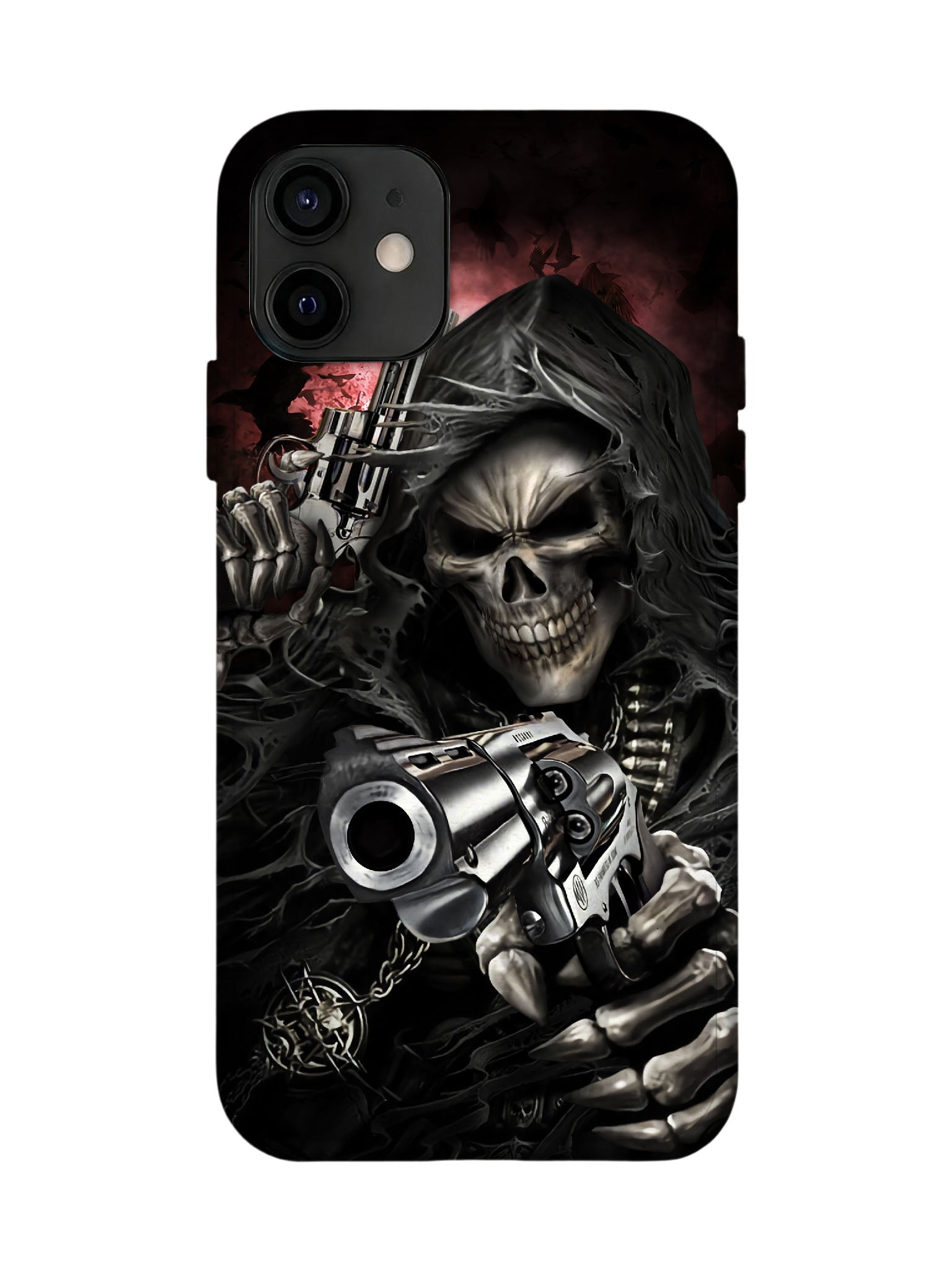 Skull with Revolvers Edgy Gothic Tough Phone Case