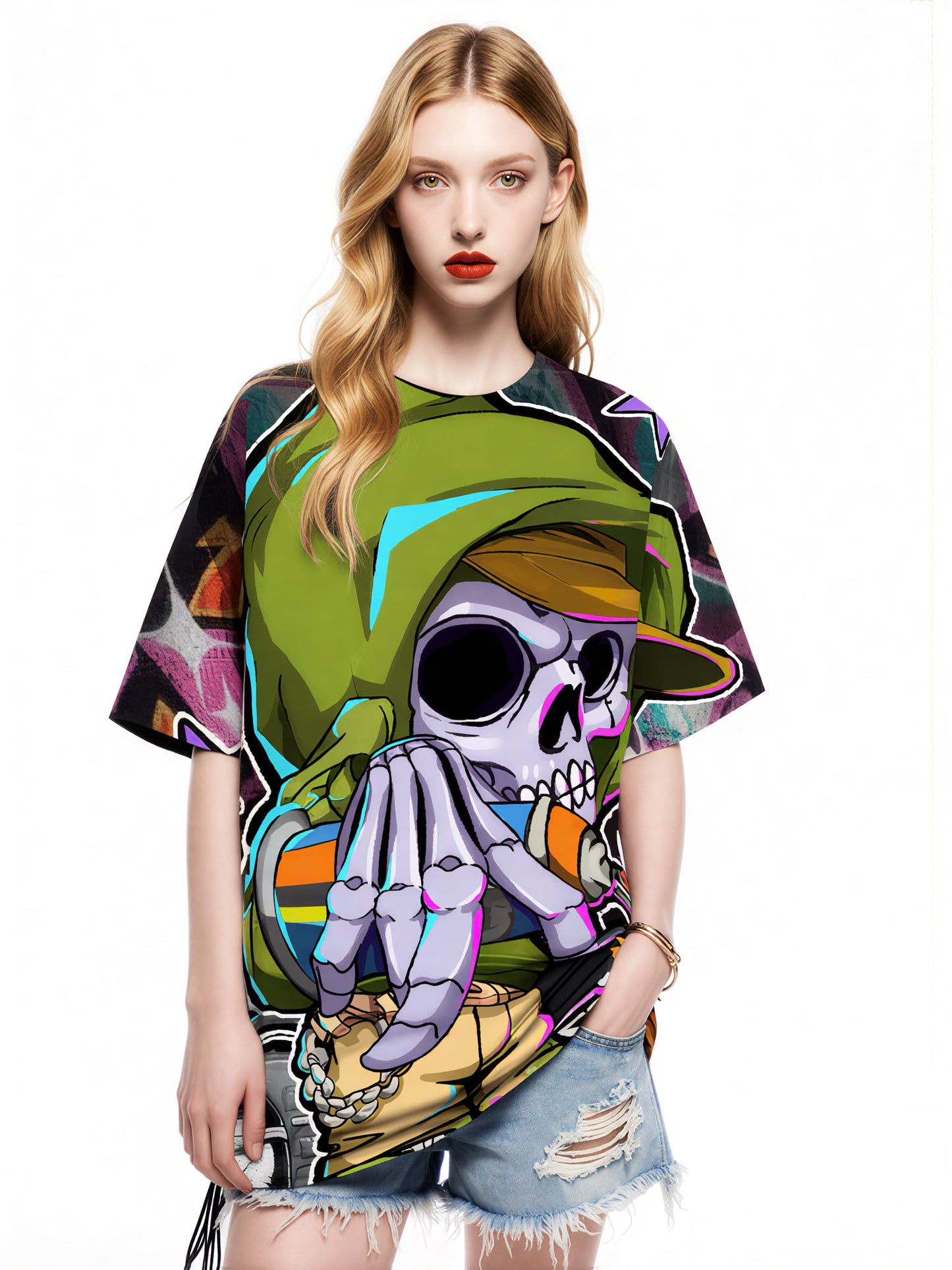 3D All Over Print T-Shirt Men Women Skull Gangster Streetwear Fashion Graphic Sweatshirt