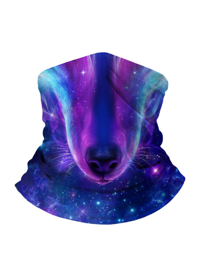 Tube Face Mask with 3D All Over Print Galaxy Nebula Design, Aesthetic Cosmic Cat Pattern, Unisex Breathable Soft Stretchy Neck Gaiter for Streetwear & Outdoor Use