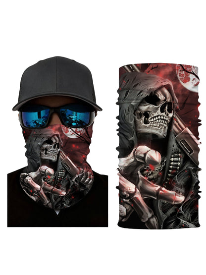 Tube Face Mask with 3D all over print graffiti skull design, streetwear aesthetic unisex balaclava, breathable fabric windproof for men women outdoor use