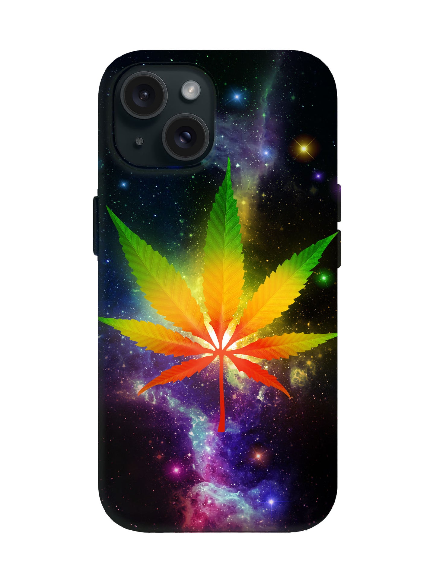 Rainbow Leaf Cosmic Cyberpunk Protective Phone Case