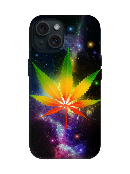 Rainbow Leaf Cosmic Cyberpunk Protective Phone Case