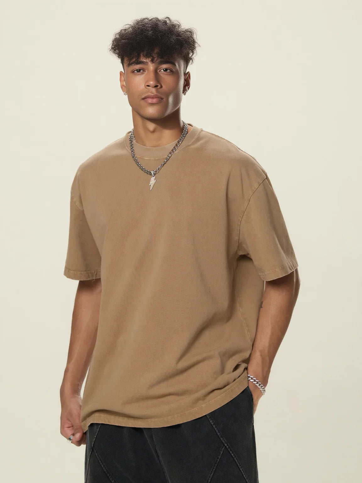 Stone-Washed Heavyweight Cotton Oversized T-Shirt
