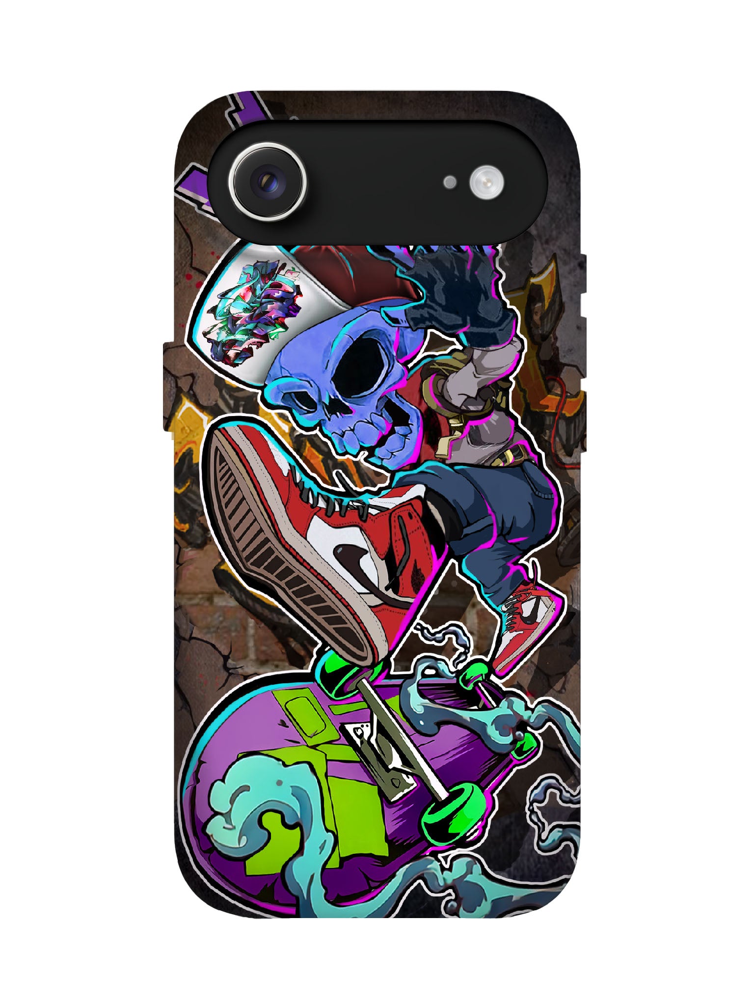 Skull and Skateboard Cyberpunk Edgy Tough Phone Case