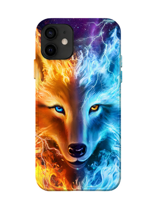 Flame and Lightning Wolf Face Edgy Cyberpunk Protective Phone Case