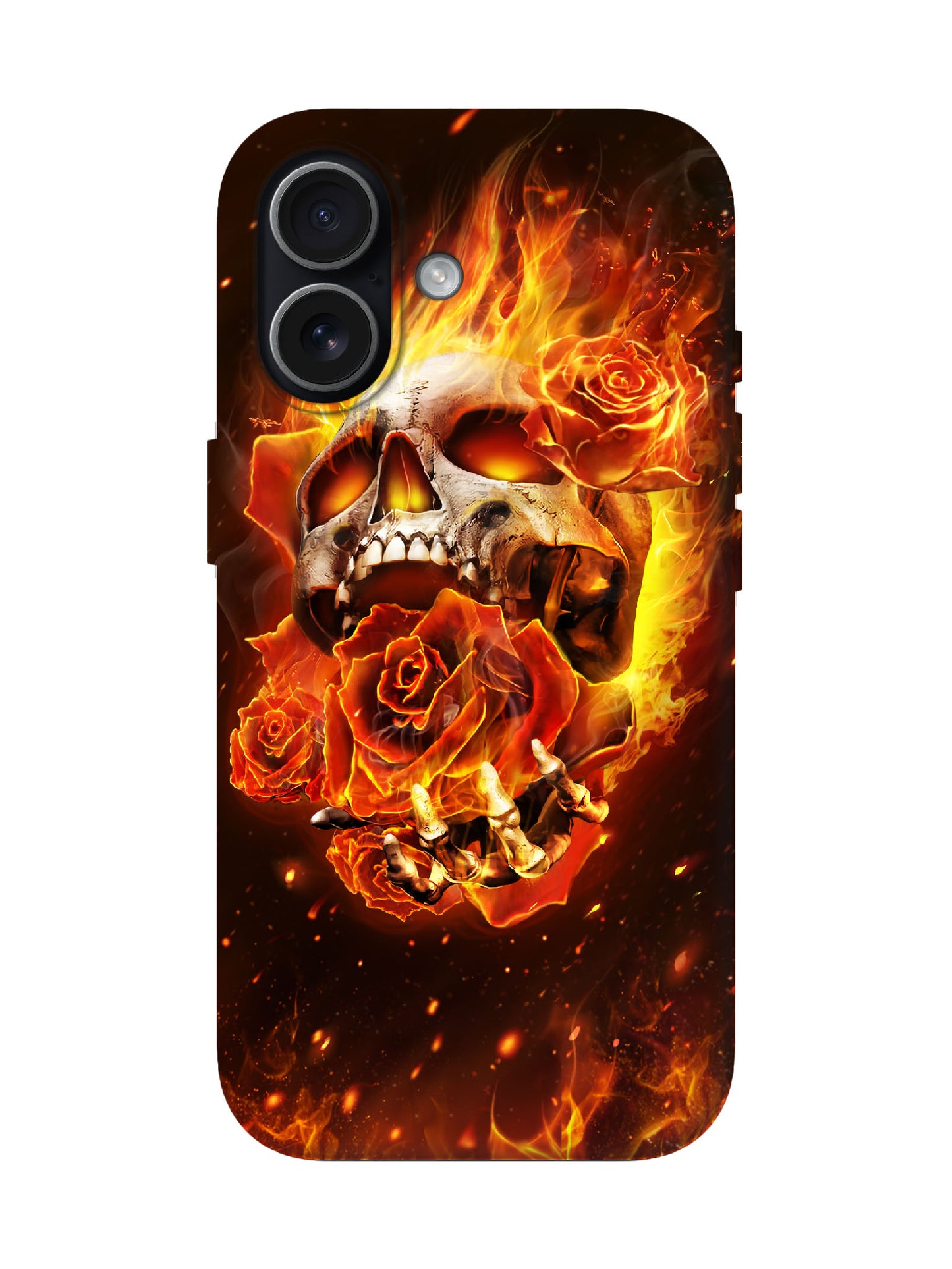 Skull and Roses Flame Edgy Tough Phone Case