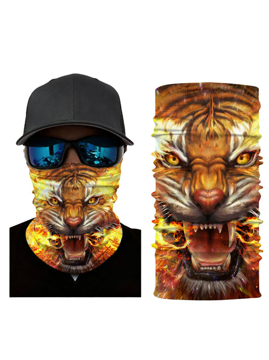 Fiery Tiger 3D Print Tube Mask – Unisex Streetwear Face Cover, Breathable & Soft Stretchy for Outdoor & Daily