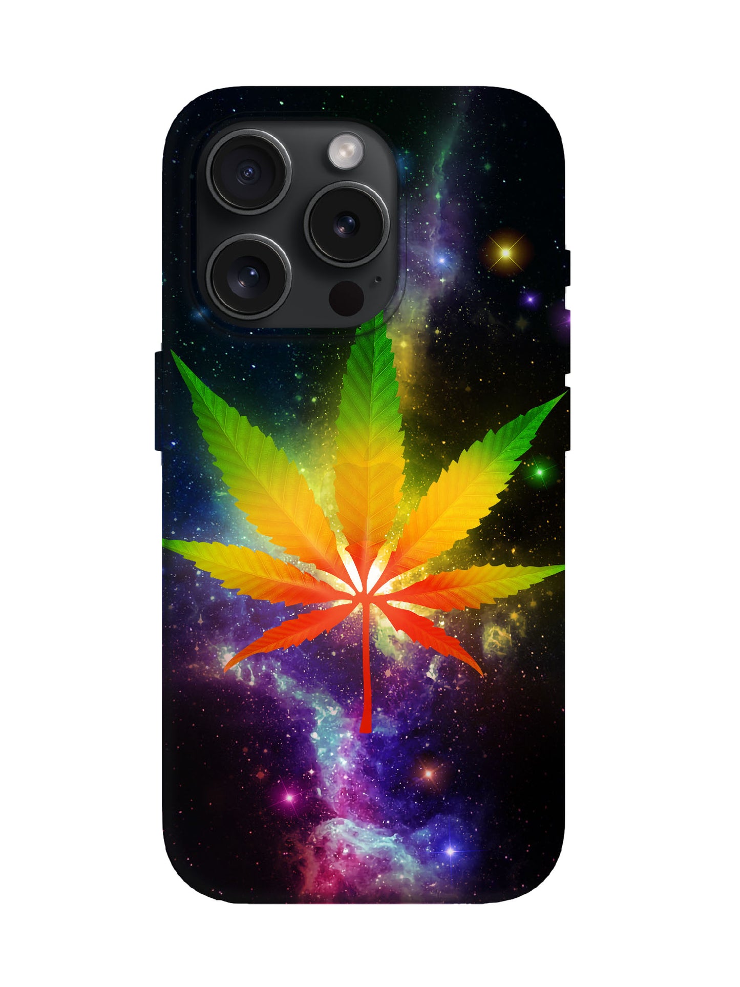 Rainbow Leaf Cosmic Cyberpunk Protective Phone Case