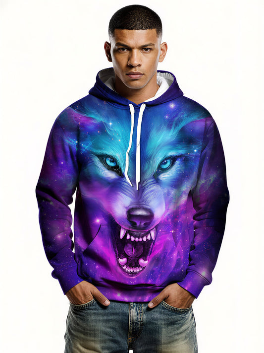 3D All Over Print Wolf Galaxy Cosmic Space Hoodie for Men Women
