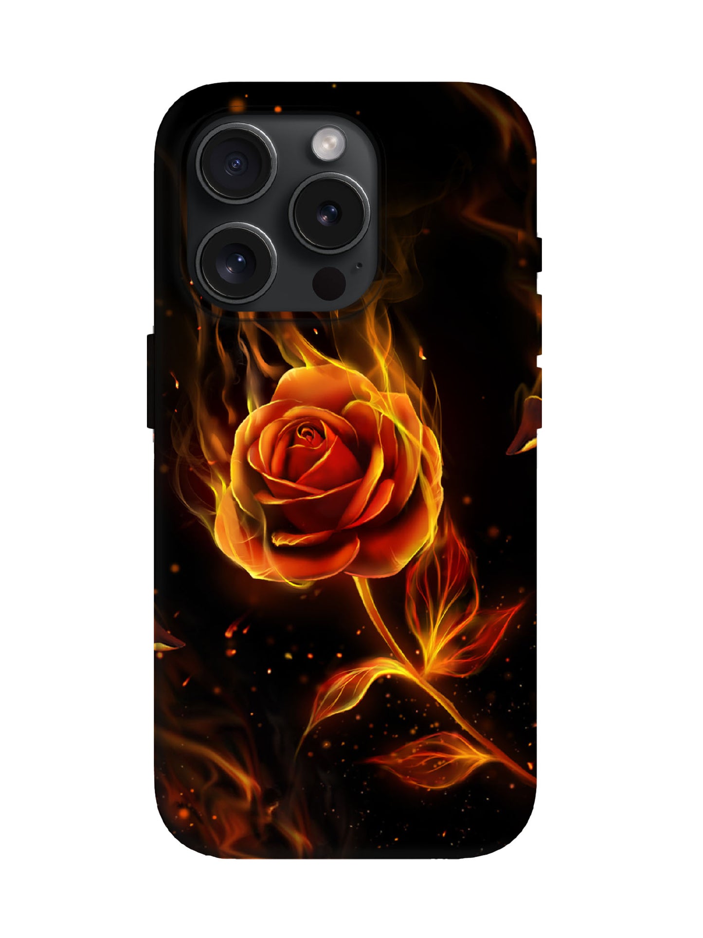 Flame Rose Edgy Cyberpunk Tough Phone Case