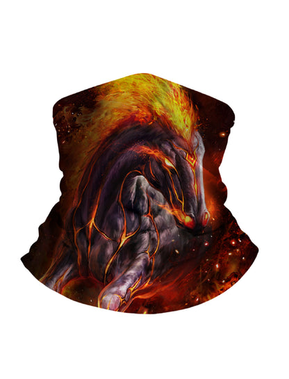 Unisex 3D Fiery Horse Print Tube Mask – Streetwear Style, Breathable Fabric for Outdoor Sports & Daily Use