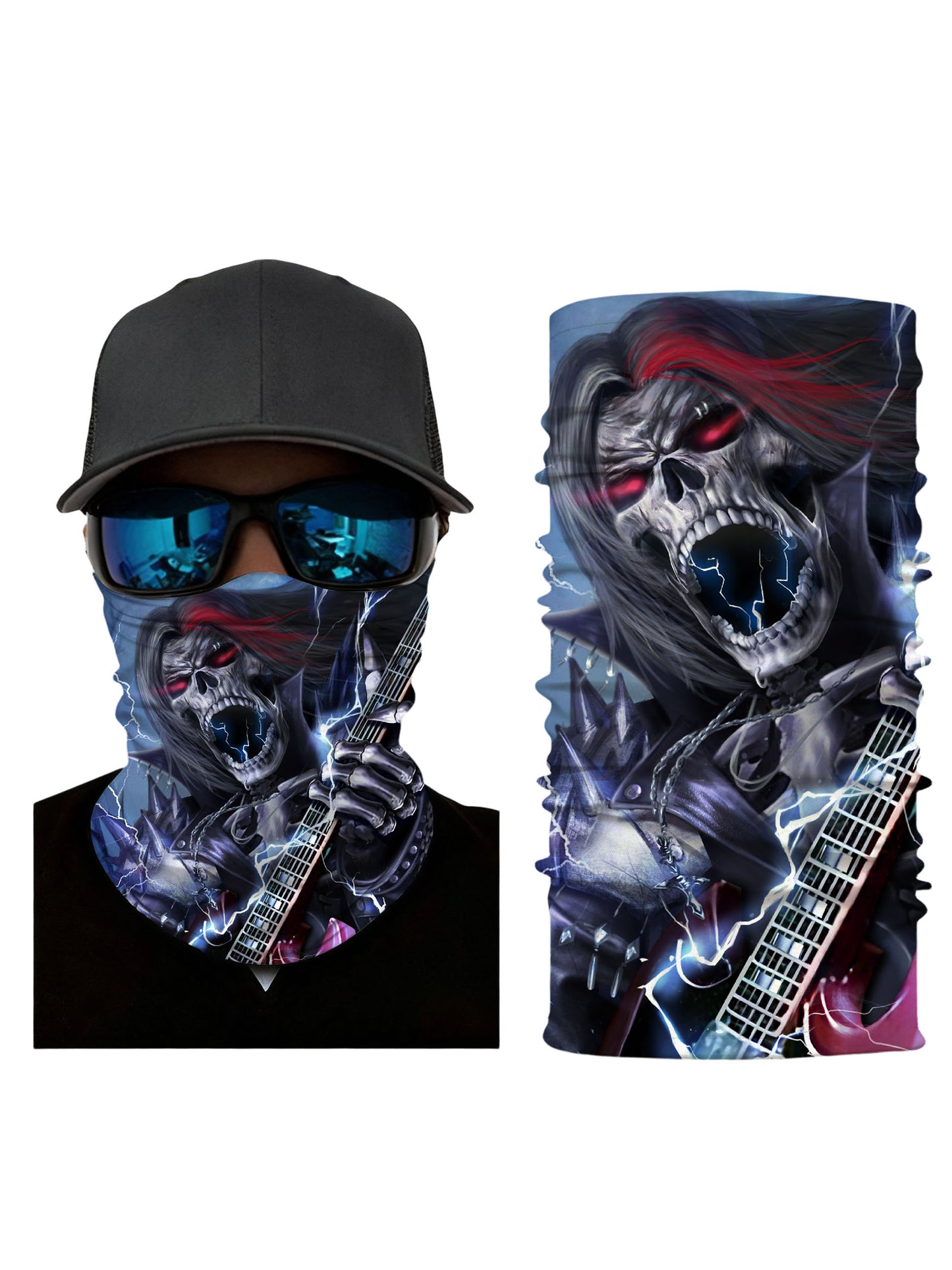 Balaclava with 3D all over print graffiti skull design, streetwear style unisex face mask, breathable fabric and windproof for outdoor music festivals