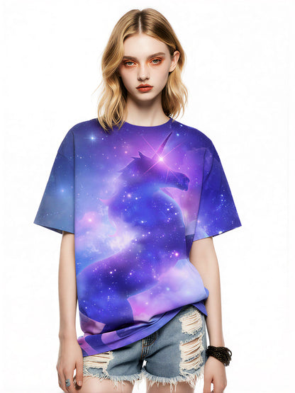 Unicorn Galaxy 3D All Over Print T-Shirt for Men Women Space Fantasy Style