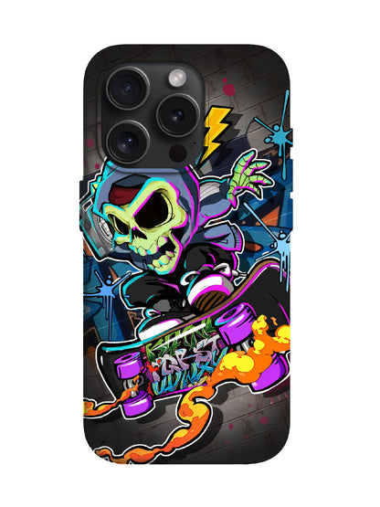 Skull and Flame Graffiti Edgy Cyberpunk Tough Phone Case