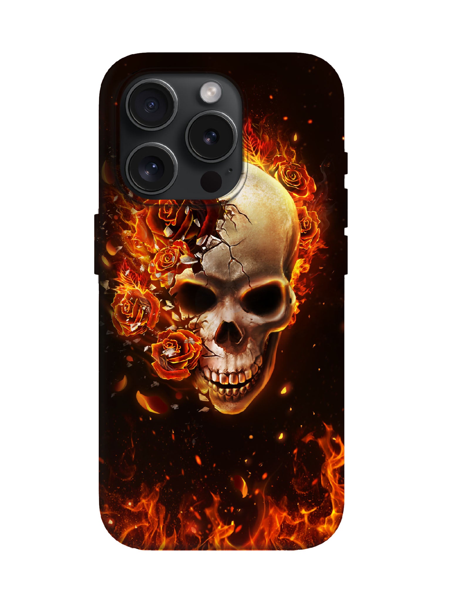 Skull and Flame Edgy Hardcore Tough Phone Case