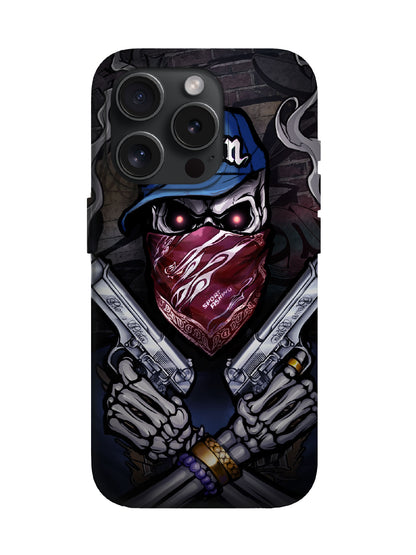 Skull with Bandana and Guns Edgy Hardcore Tough Phone Case