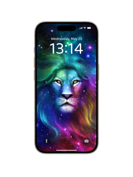 Rainbow Galaxy Lion Head Phone Wallpaper