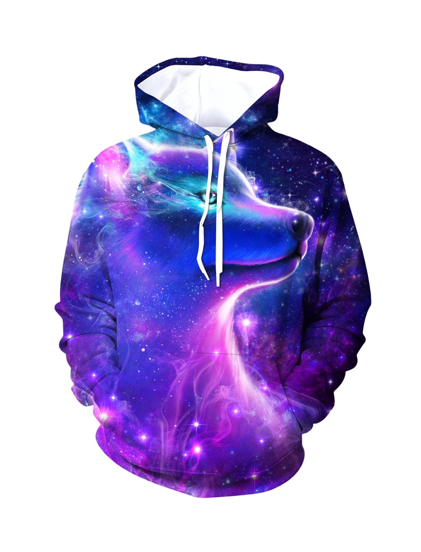 Galaxy Wolf Silhouette 3D Print Hoodie | Oversized Space Graphic Pullover