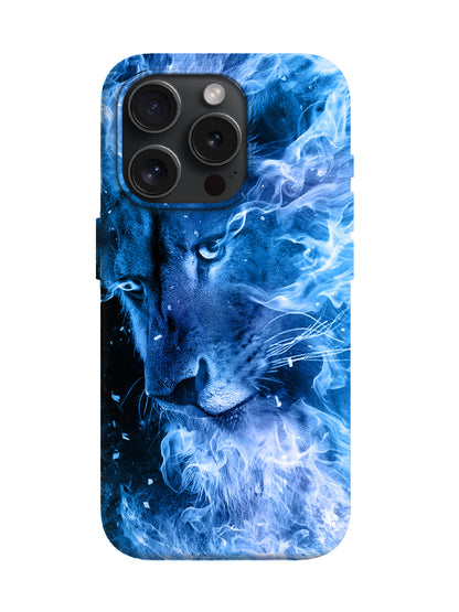 Blue Flame Lion Edgy Cyberpunk Tough Phone Case
