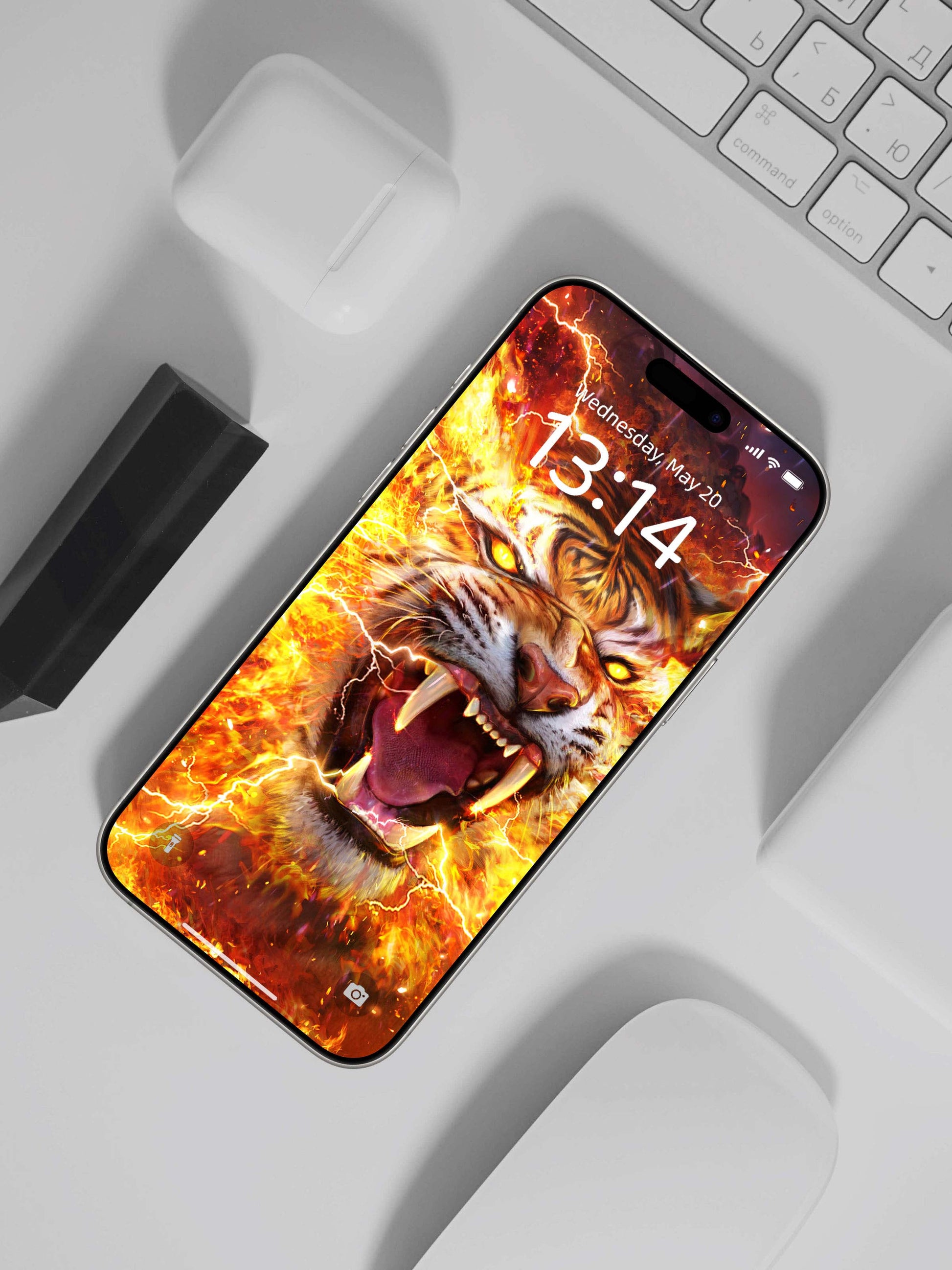 Lightning Tiger Roar Phone Wallpaper