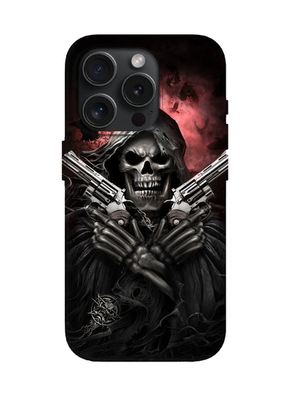 Skull with Dual Revolvers Edgy Gothic Tough Phone Case