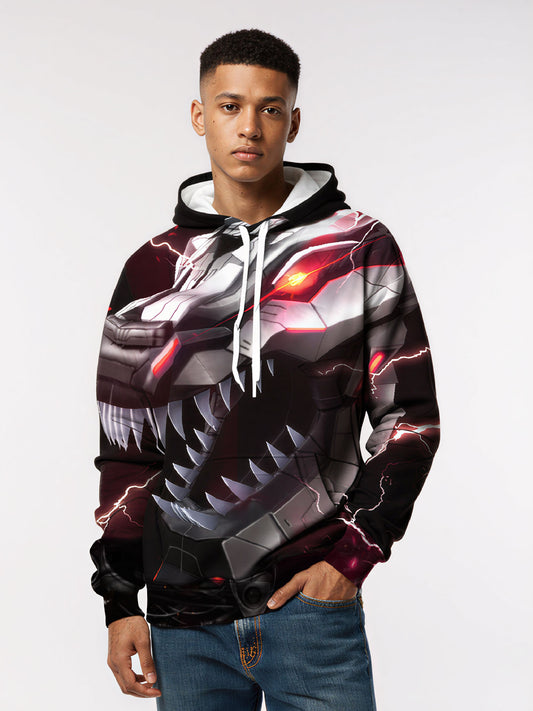 Cyber Mech Monster 3D Print Hoodie | Techwear Oversized Pullover