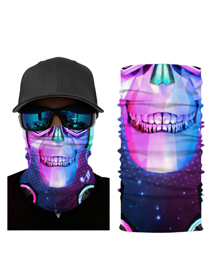 Unisex Pullover Hoodie with 3D All Over Print featuring Cyberpunk Skull, Neon Speakers & Music Notes, Y2K Aesthetic Streetwear, Soft Cotton Blend, Loose Fit Casual Wear