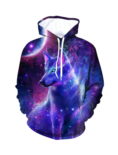 3D All Over Print Wolf Galaxy Hoodie for Men Women Cosmic Space Style Pullover