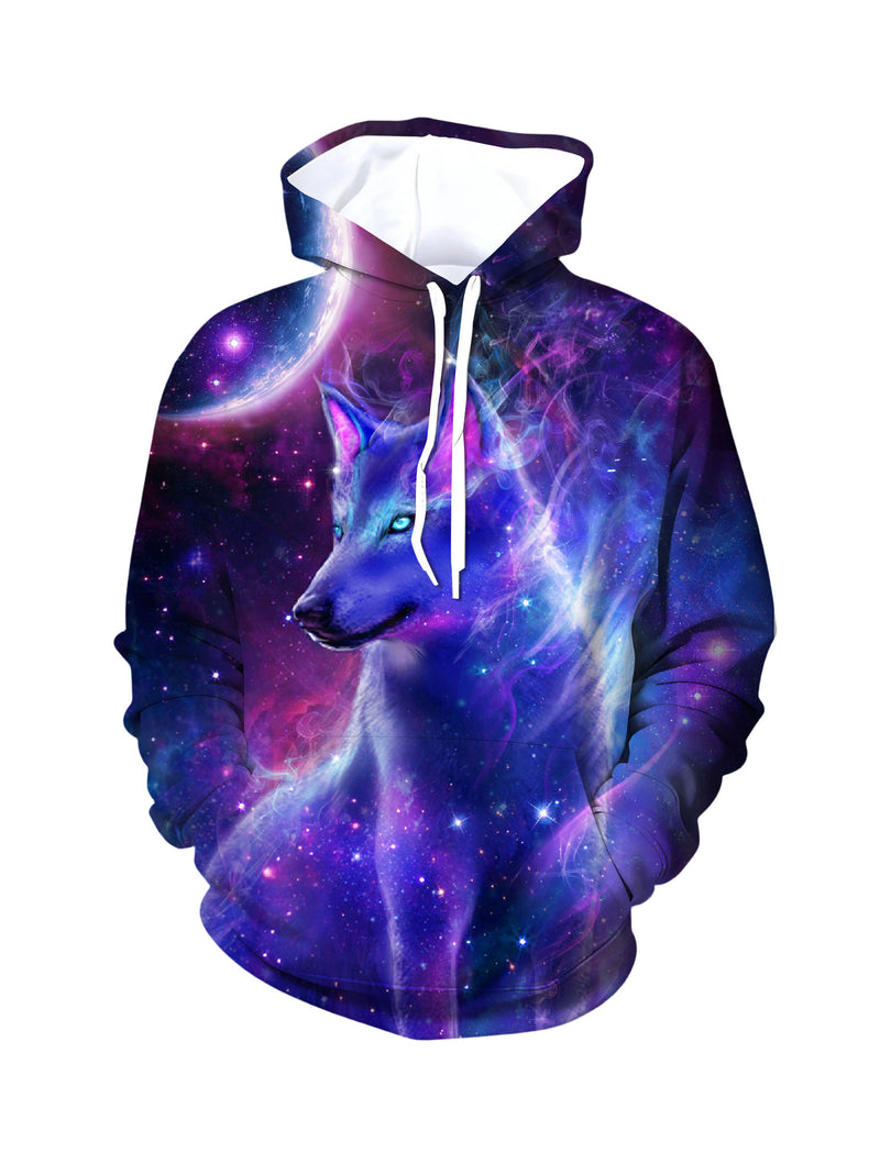 3D All Over Print Wolf Galaxy Hoodie for Men Women Cosmic Space Style Pullover