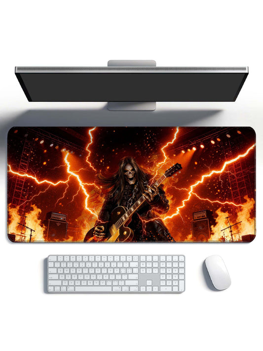Classic Rock Skull Guitarist Music Themed Large Desk Mat