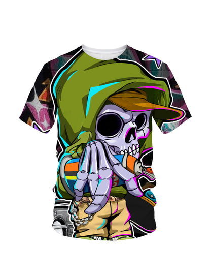 3D All Over Print T-Shirt Men Women Skull Gangster Streetwear Fashion Graphic Sweatshirt