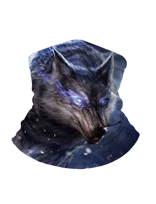 Tube Face Mask with 3D All Over Print Featuring Mythical Wolf Eyes in Electric Blue, E-Girl E-Boy Aesthetic, Unisex Soft Stretchy Windproof Design for Outdoor Use