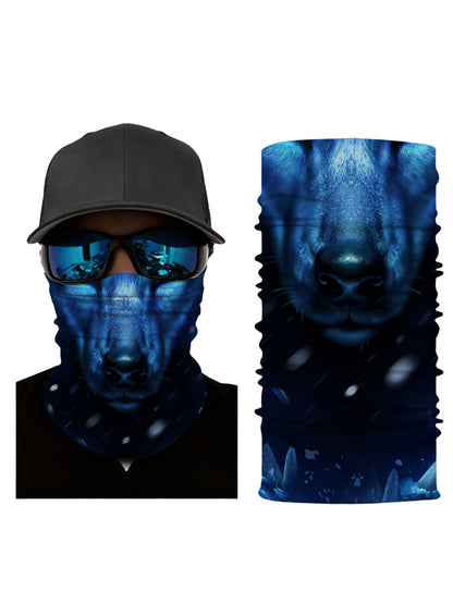 Tube Face Mask with 3D All Over Print Featuring Cosmic Wolf in Deep Blue Nebula Aesthetic Style Unisex Breathable and Windproof for Outdoor Use