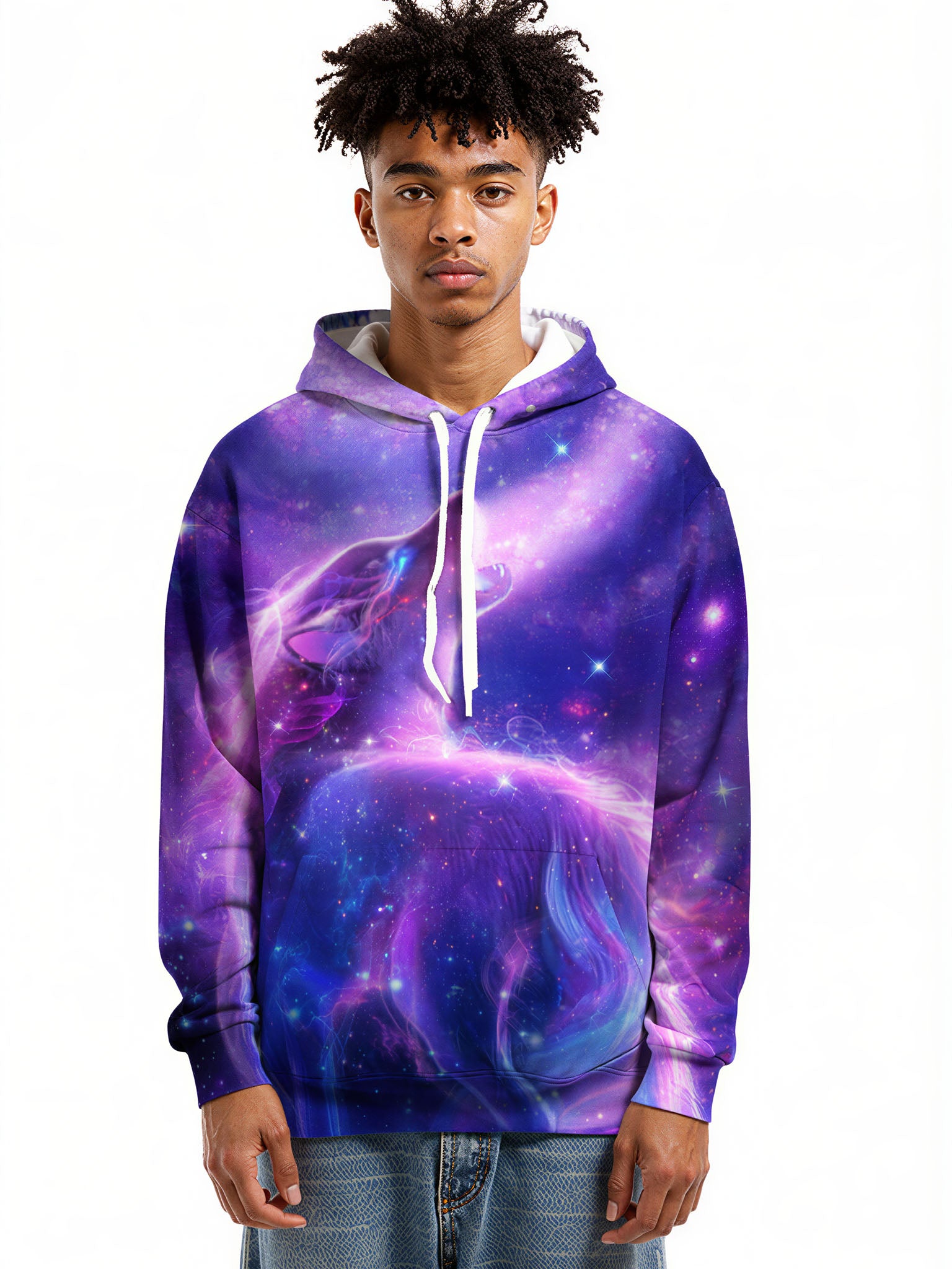 3D All Over Print Galaxy Wolf Hoodie for Men Women Cosmic Space Style Pullover