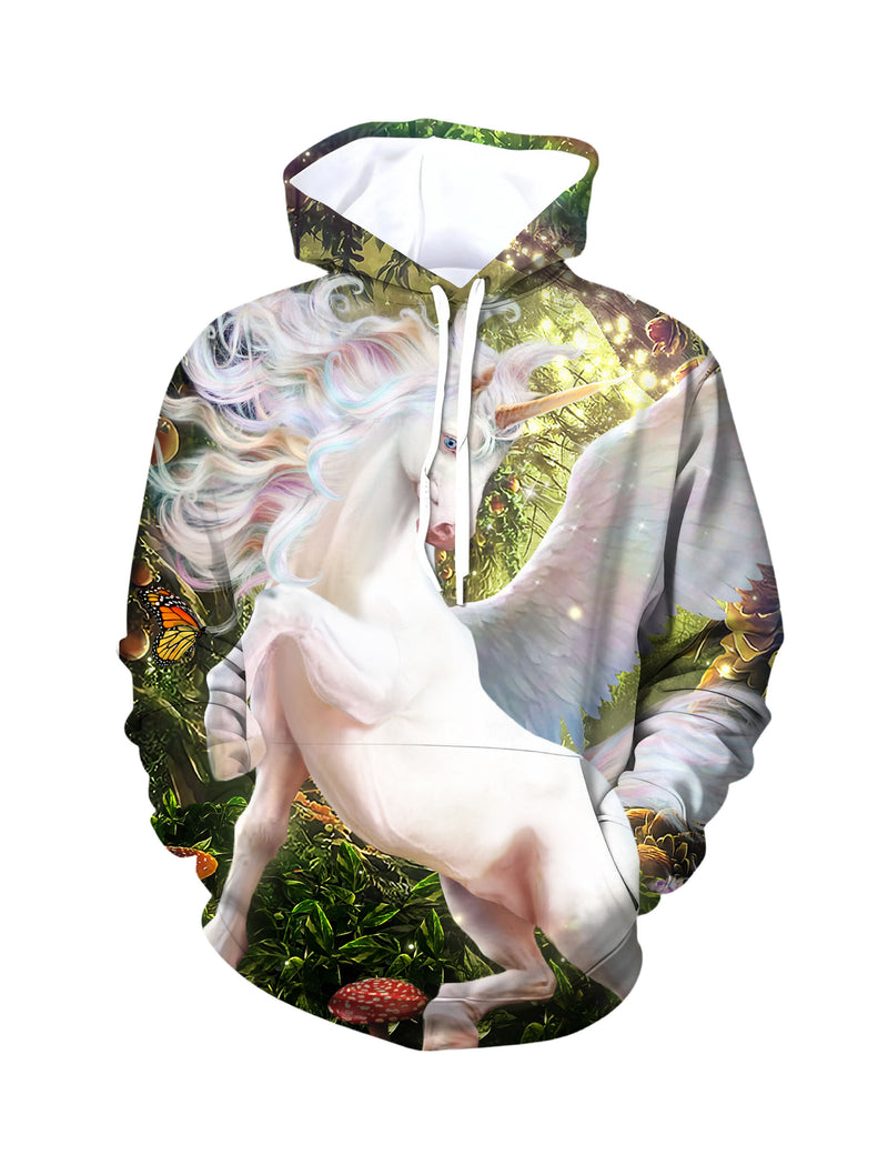 Unicorn 3D All Over Print Hoodie for Men Women Fantasy Forest Graphic Pullover Sweatshirt