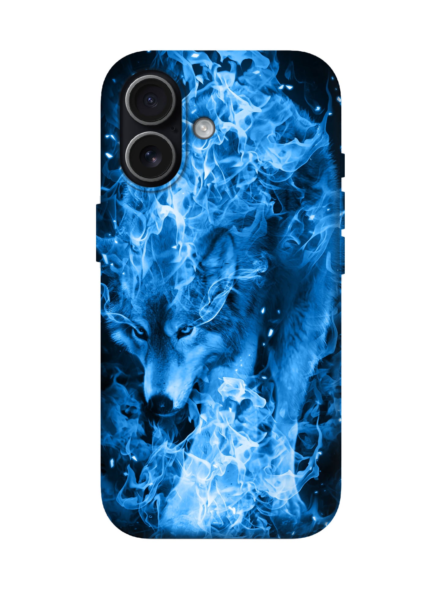 Blue Flame Wolf Edgy Cyberpunk Tough Phone Case