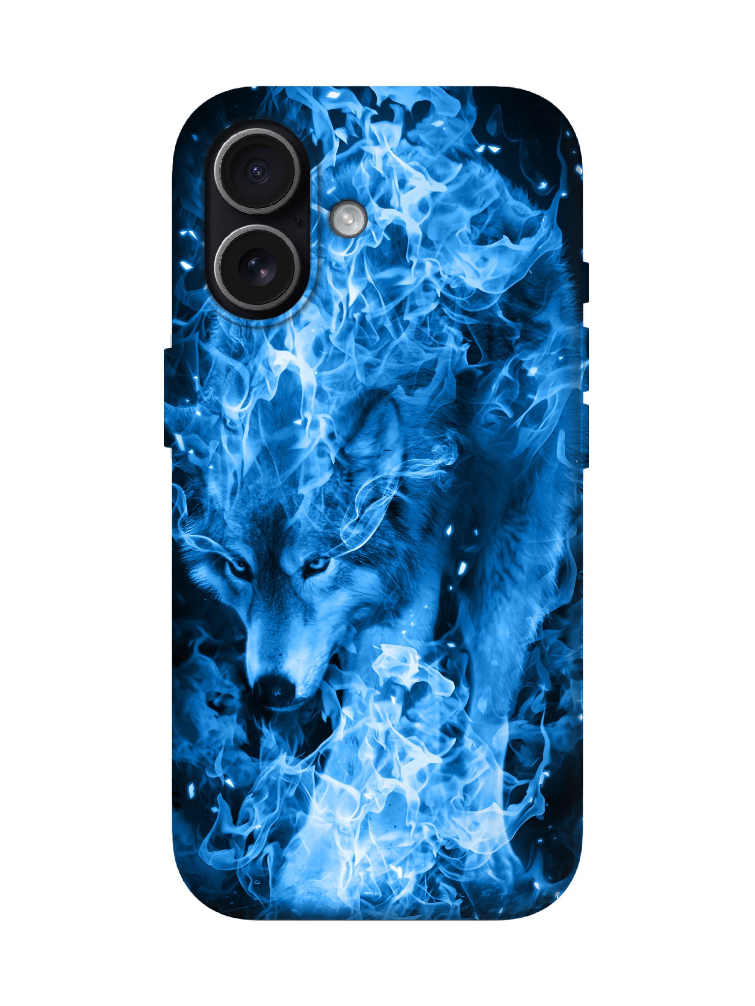Blue Flame Wolf Edgy Cyberpunk Tough Phone Case