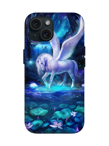 Winged Unicorn Neon Cyberpunk Protective Phone Case