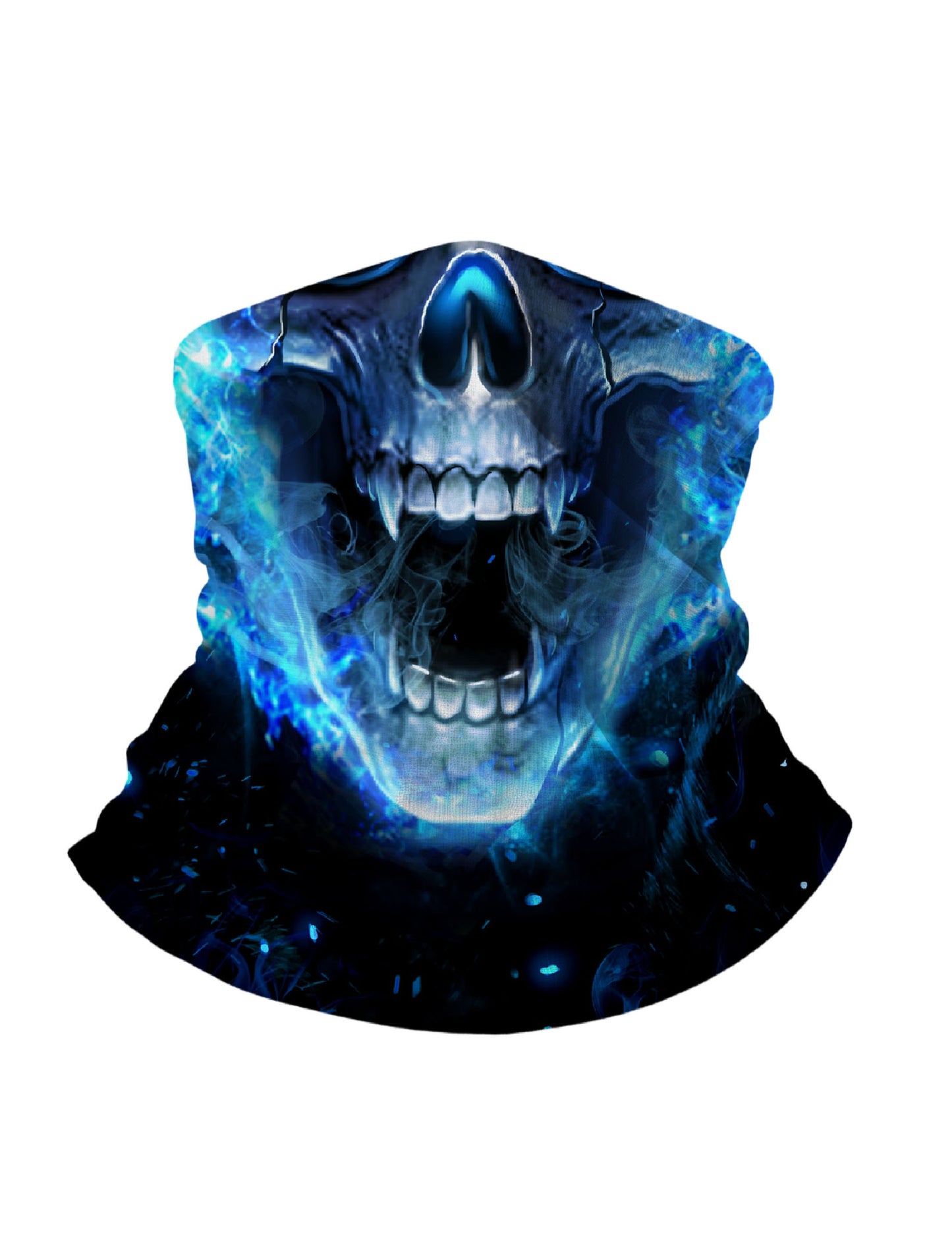 Blue Flaming Skull 3D All Over Print Neck Gaiter – Unisex Punk Streetwear Tube Mask