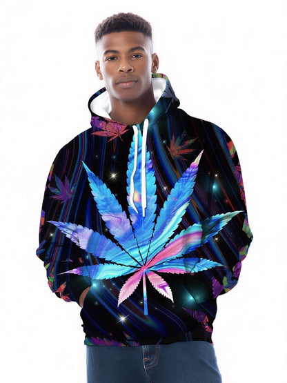 Splatter Paint Gradient Cannabis Leaf 3D Unisex Edgy Streetwear Hoodie